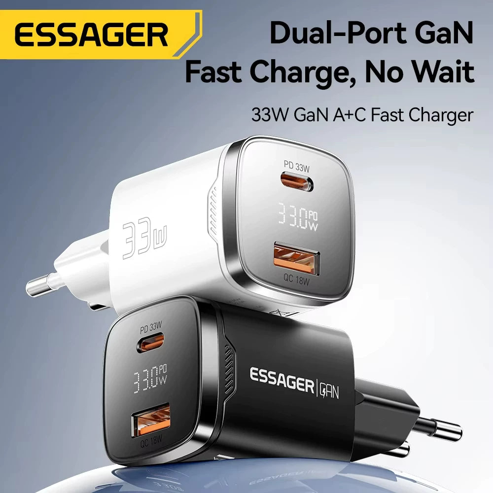 Essager USB Charger Travel Wall Adapter Safe Charging for Iphone15 14 EU Plug British Standard Hong Kong Version Charger