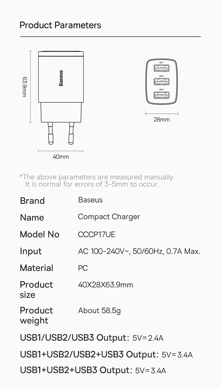Essager USB Charger Travel Wall Adapter Safe Charging for Iphone15 14 EU Plug British Standard Hong Kong Version Charger