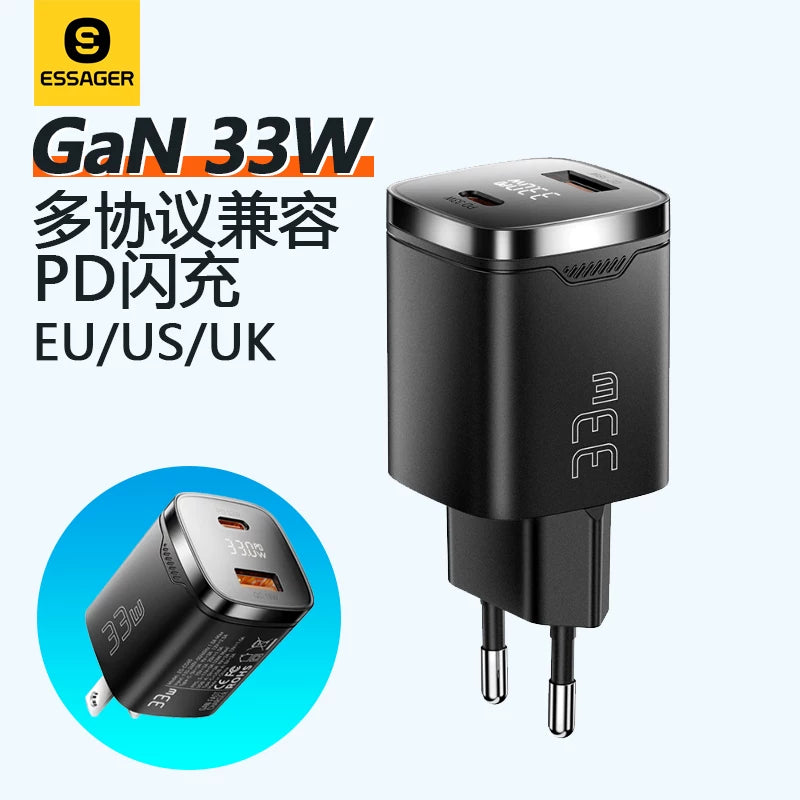 Essager USB Charger Travel Wall Adapter Safe Charging for Iphone15 14 EU Plug British Standard Hong Kong Version Charger