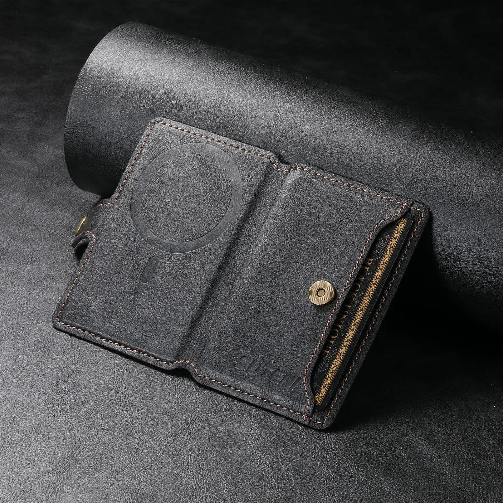 Magsafe Magnetic Card Holder for iPhone 15 14 13 12 11 Pro Max Plus Mini Mobile Bank ID Card Holder leather