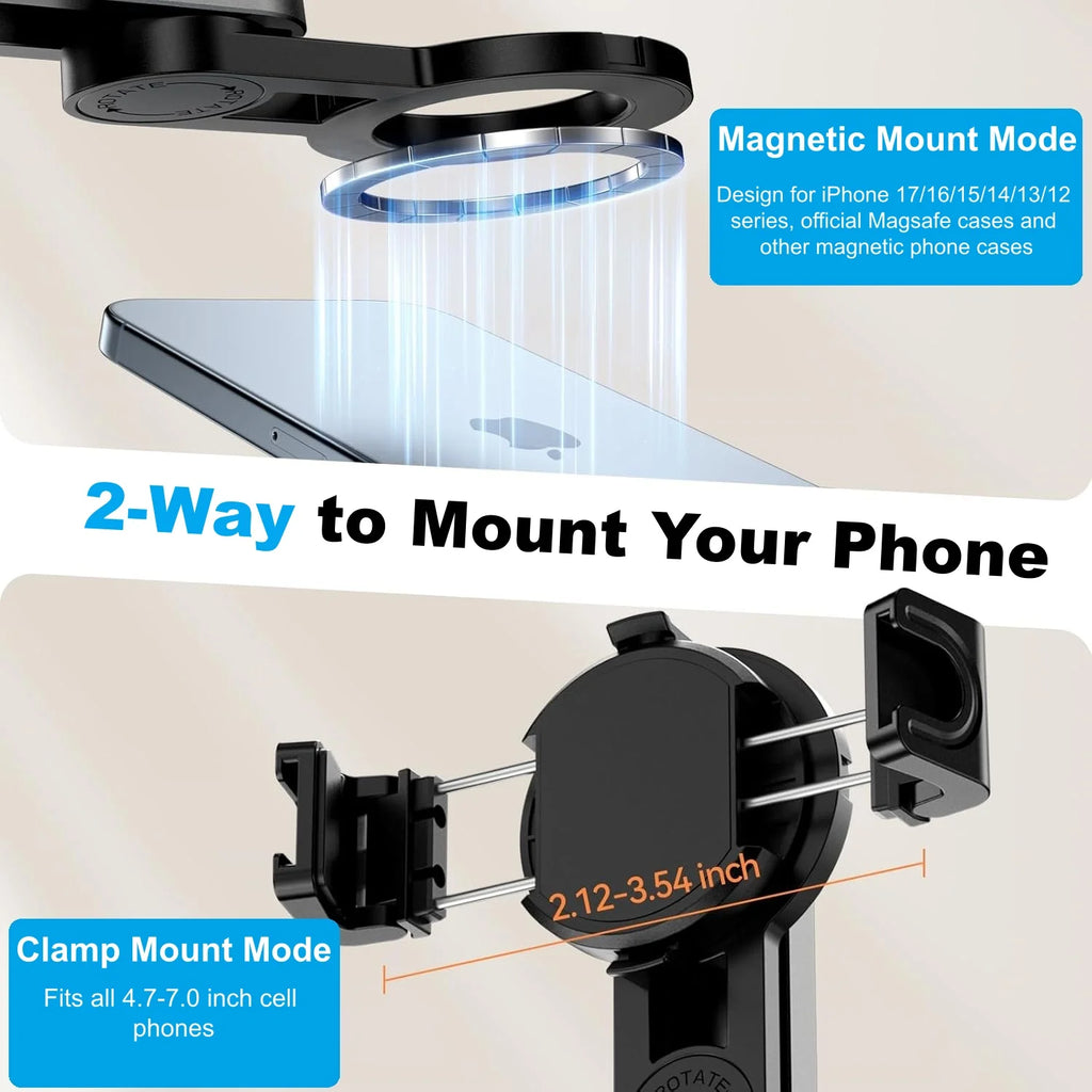 4-in-1 Magnetic Mini Selfie Stick Tripod for iPhone Android, Pocket Phone Grip Magsafe Tripod with Remote for Vlog Videos