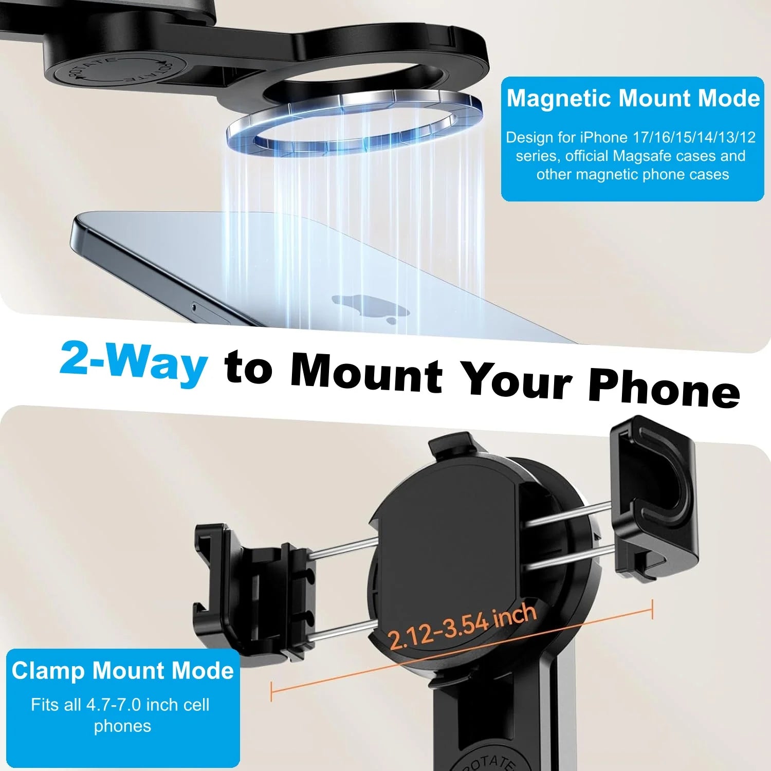 4-in-1 Magnetic Mini Selfie Stick Tripod for iPhone Android, Pocket Phone Grip Magsafe Tripod with Remote for Vlog Videos