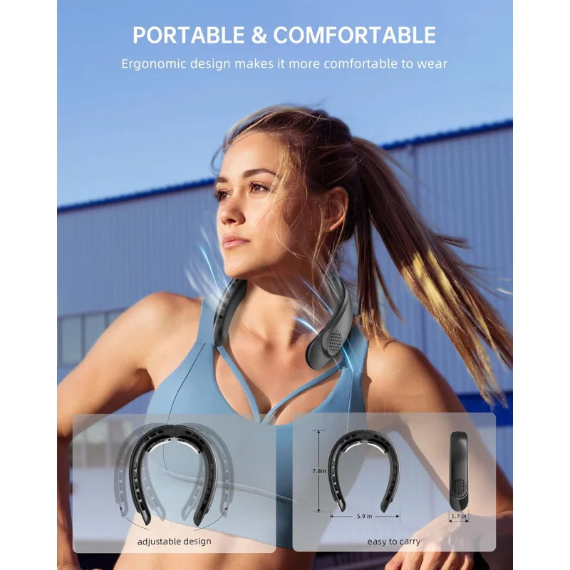 4000mAh Bladeless Portable Neck Fan 3 Gears Adjustable Super Multi-Function Digital Display Rechargable Neck Fan for Outdoor