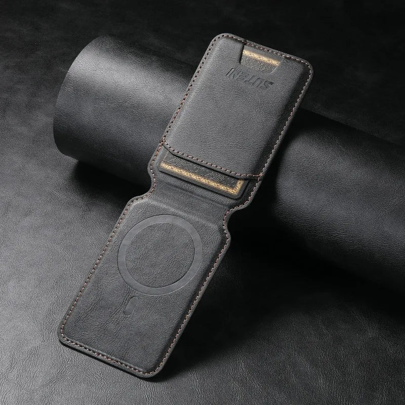 MagSafe Magnetic Leather Card Wallet Case for iPhone 11–15 Pro Max