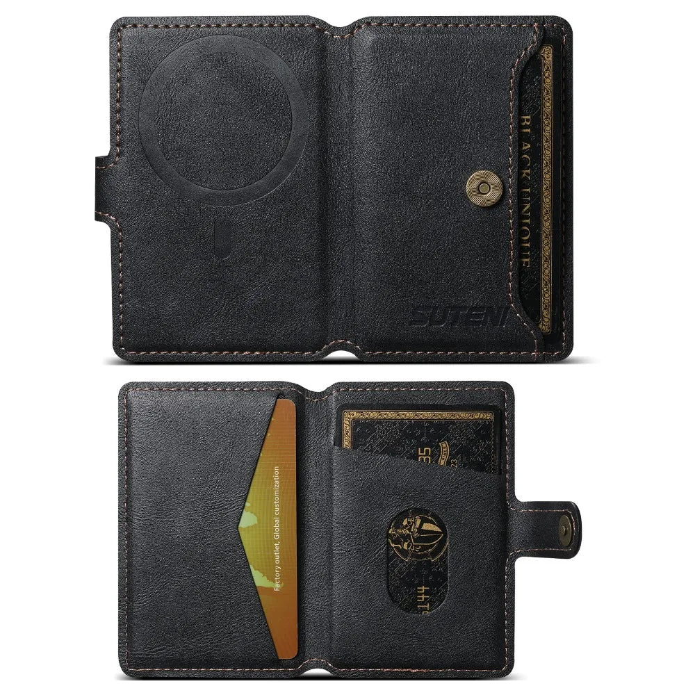 Magsafe Magnetic Card Holder for iPhone 15 14 13 12 11 Pro Max Plus Mini Mobile Bank ID Card Holder leather