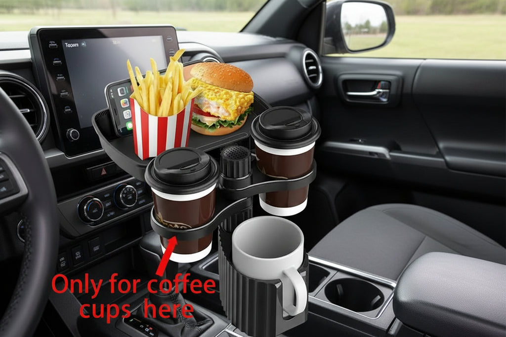 Car Cup Holder Expander Tray with Detachable cup.