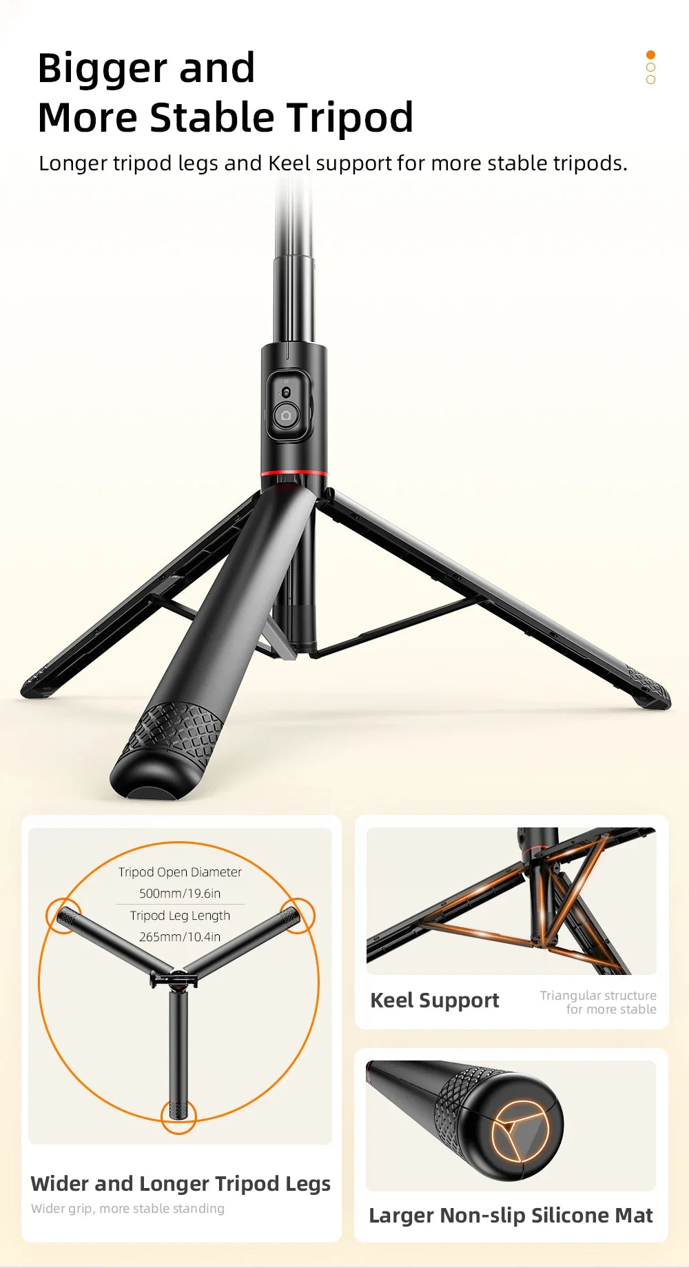 Selfie Stick 1.83m Aluminum Alloy Telescopic Stick Tripod with Bluetooth Remote for Smartphones Video Recording Live Streaming
