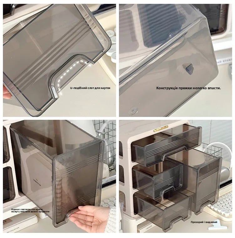 Desktop Organizer Box  Office Desk Cosmetic Storage  Home Study Desk Arrangement Plastic Rectangle