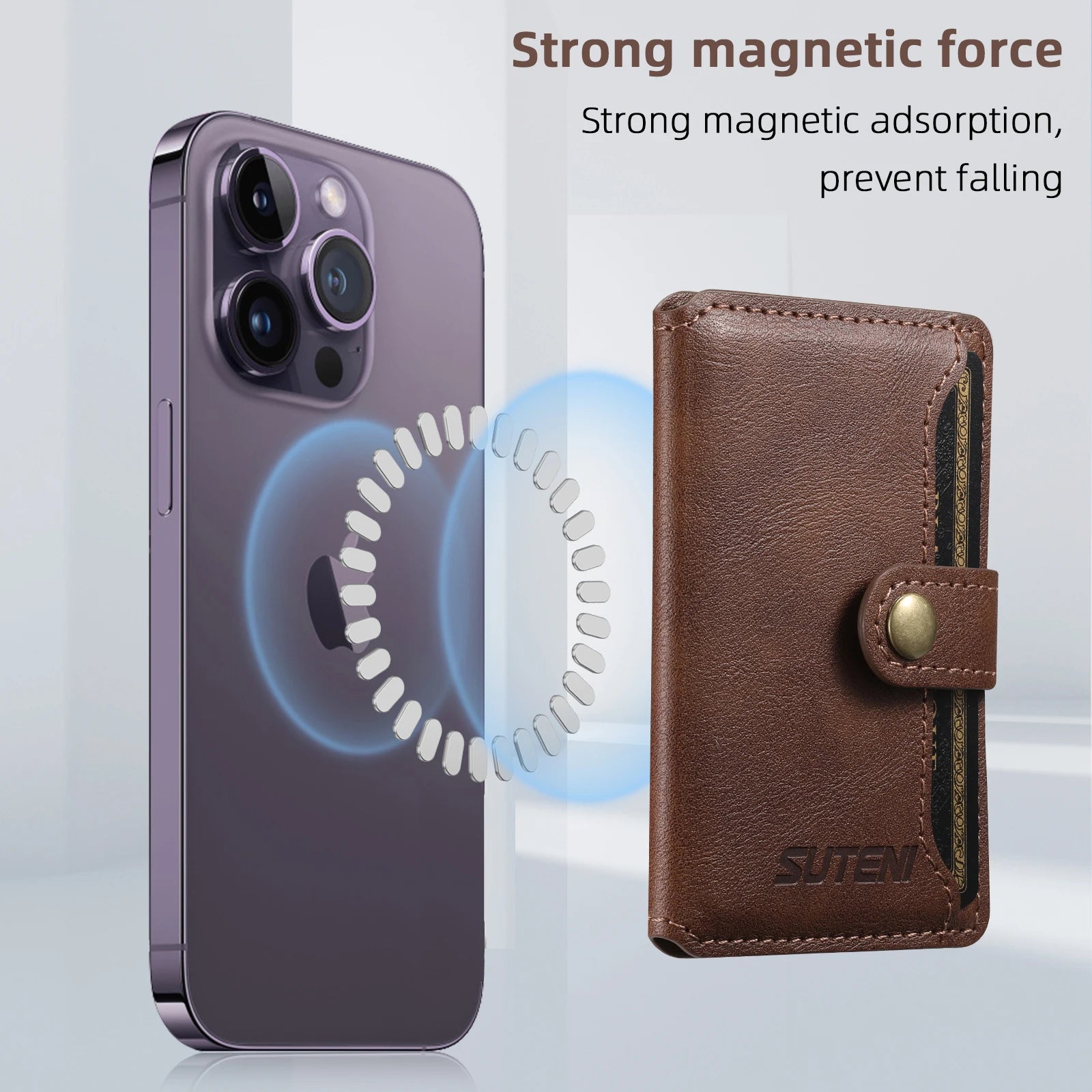 Magsafe Magnetic Card Holder for iPhone 15 14 13 12 11 Pro Max Plus Mini Mobile Bank ID Card Holder leather