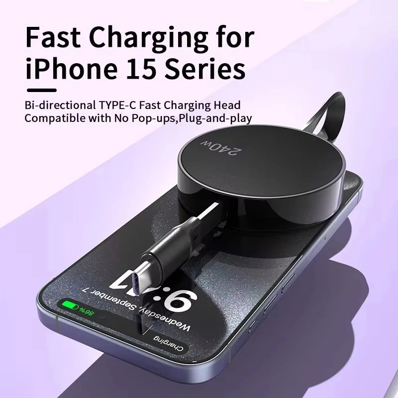 Retractable Fast Charging Type-C Data Cable Mobile