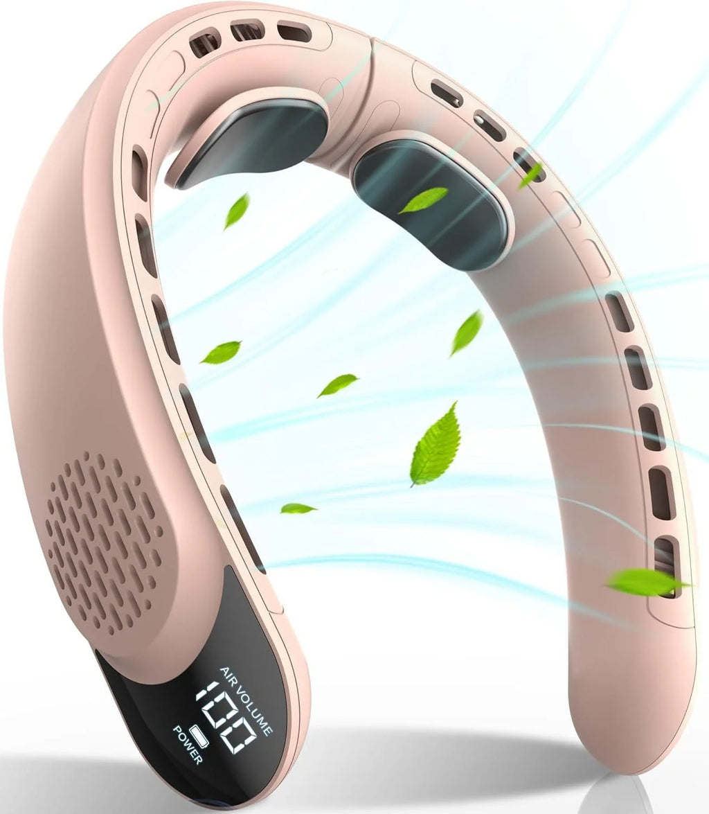 4000mAh Bladeless Portable Neck Fan 3 Gears Adjustable Super Multi-Function Digital Display Rechargable Neck Fan for Outdoor