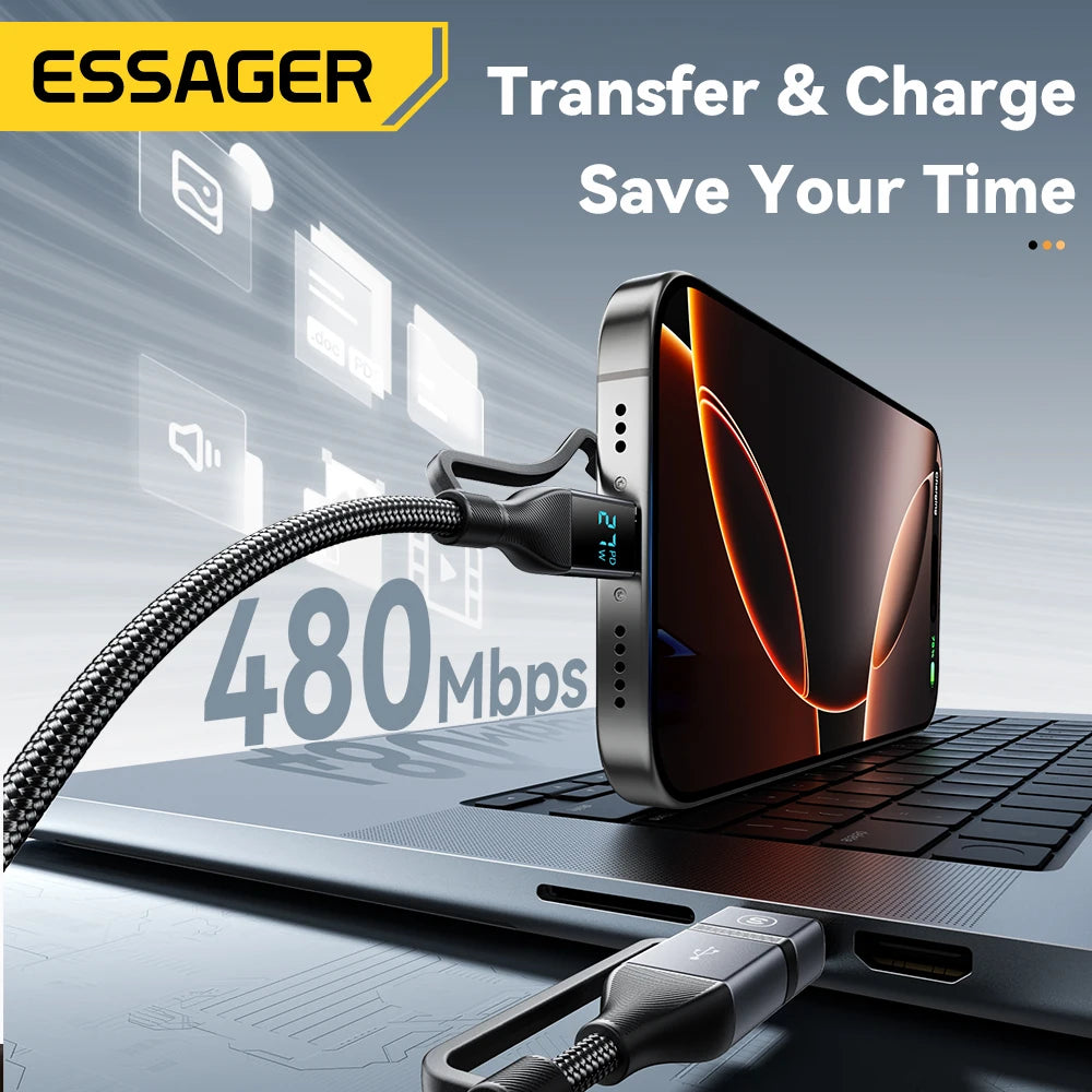 Essager 4 In 1 Digital Display USB Cable Type C 100W Fast Charging