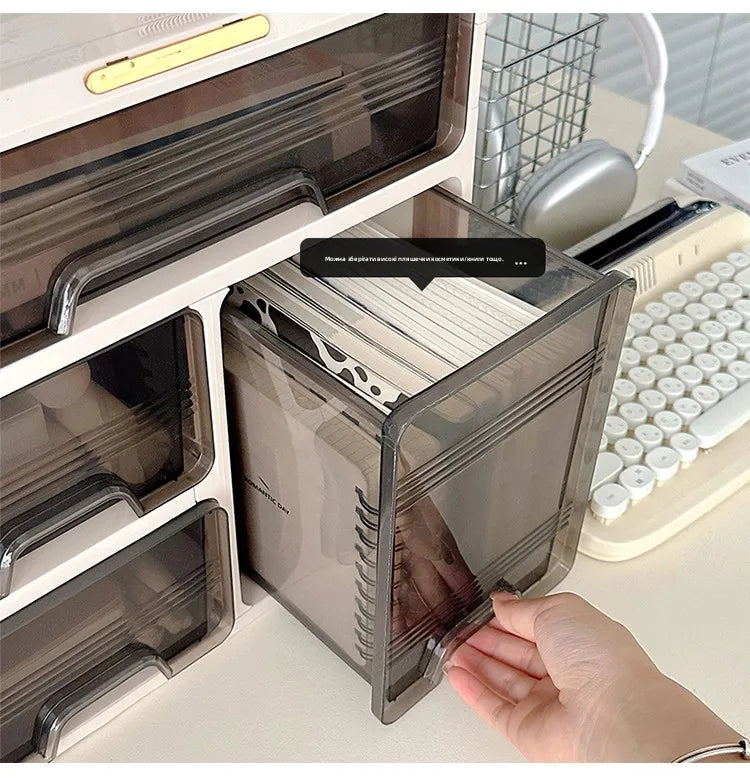 Desktop Organizer Box  Office Desk Cosmetic Storage  Home Study Desk Arrangement Plastic Rectangle