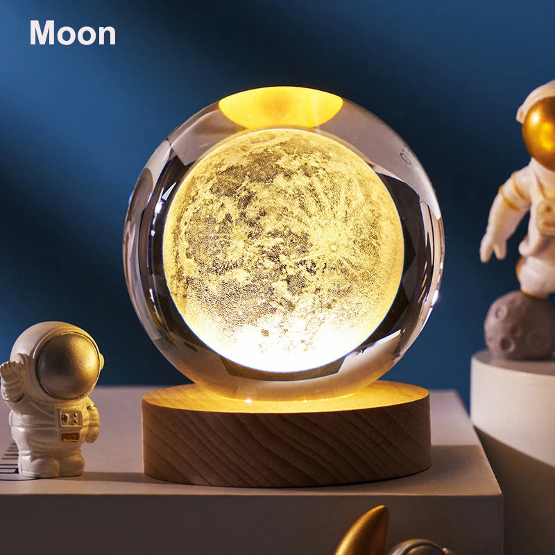 3D Crystal Ball Astronomy Solar System, Moon, or Galaxy