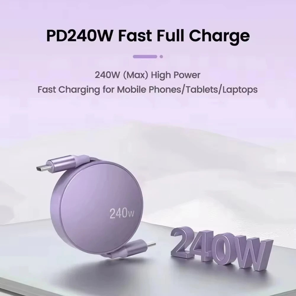 Retractable Fast Charging Type-C Data Cable Mobile