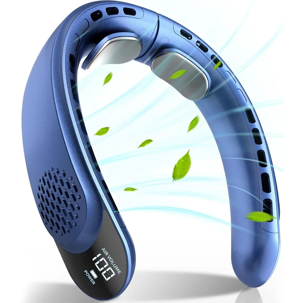 4000mAh Bladeless Portable Neck Fan 3 Gears Adjustable Super Multi-Function Digital Display Rechargable Neck Fan for Outdoor