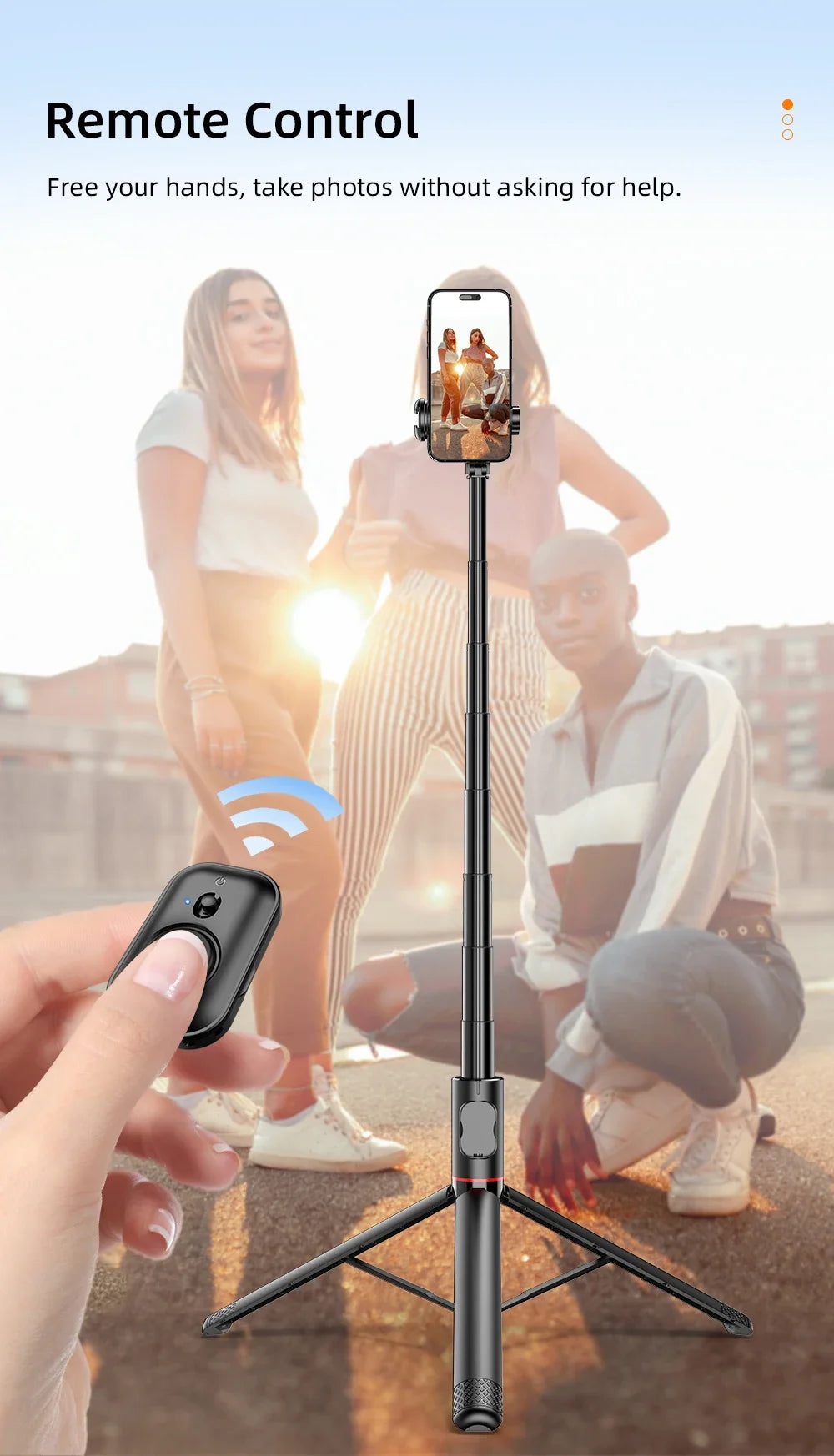 Selfie Stick 1.83m Aluminum Alloy Telescopic Stick Tripod with Bluetooth Remote for Smartphones Video Recording Live Streaming