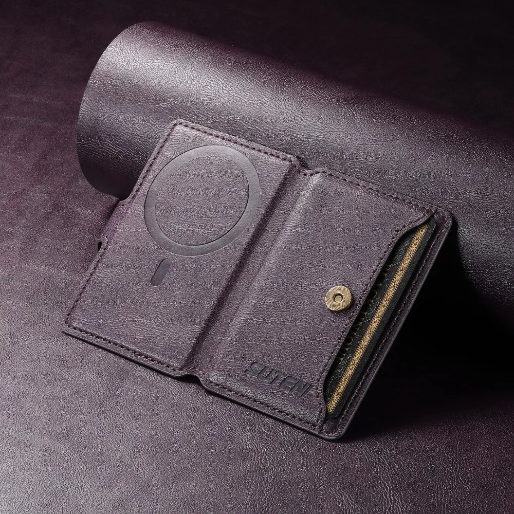 Magsafe Magnetic Card Holder for iPhone 15 14 13 12 11 Pro Max Plus Mini Mobile Bank ID Card Holder leather