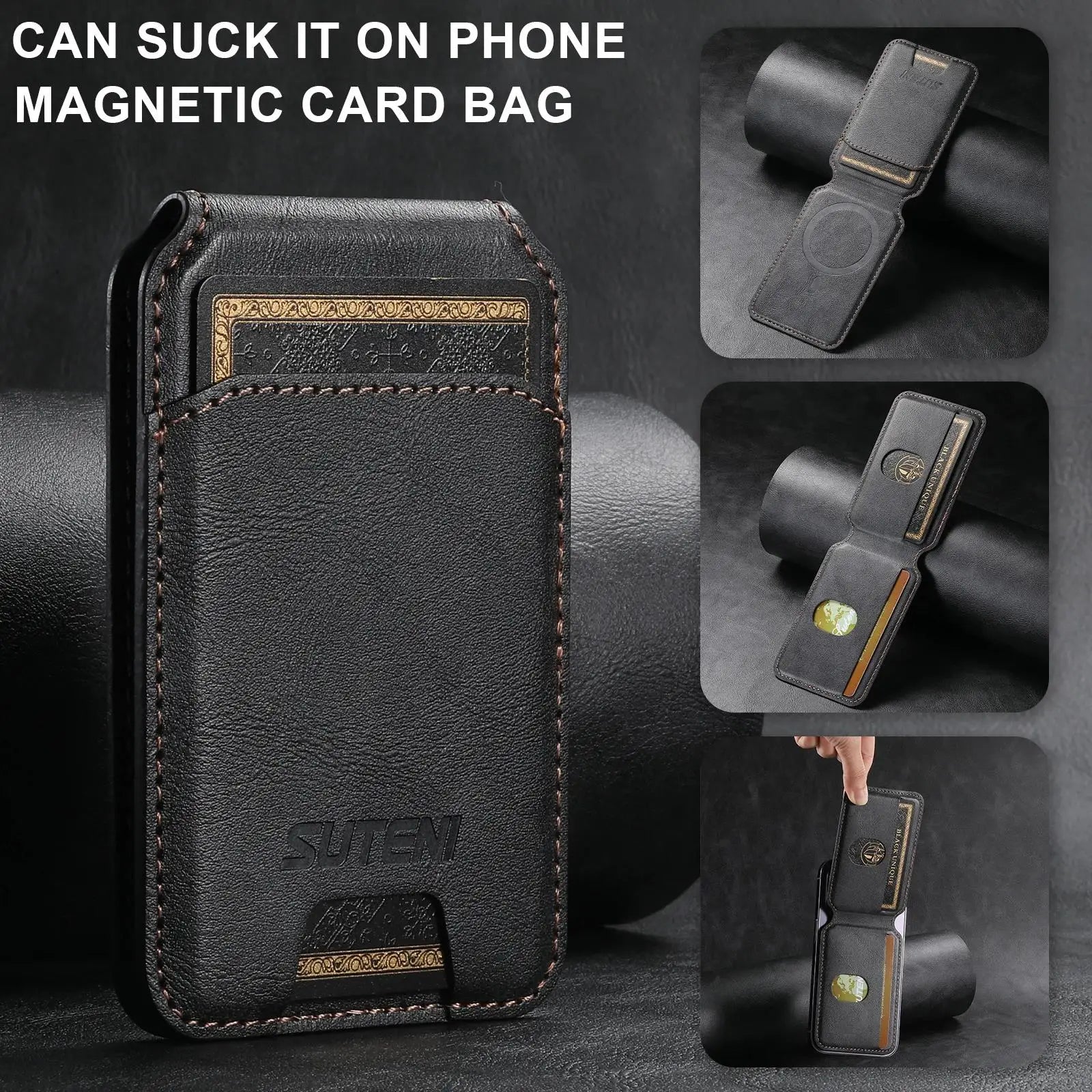 MagSafe Magnetic Leather Card Wallet Case for iPhone 11–15 Pro Max