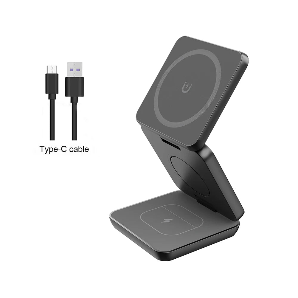 Wireless Foldable Magnetic Wireless Charging Station for iPhone 15 14 13 12 Pro Max Apple Watch 8 9 Charger
