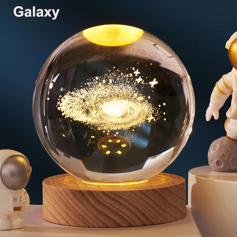 3D Crystal Ball Astronomy Solar System, Moon, or Galaxy
