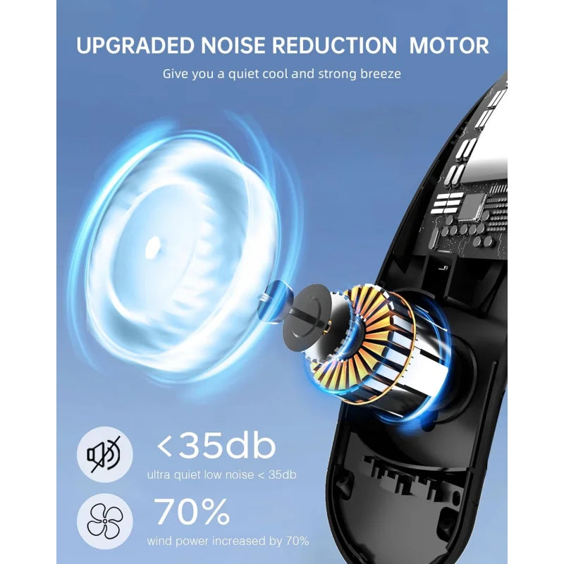 4000mAh Bladeless Portable Neck Fan 3 Gears Adjustable Super Multi-Function Digital Display Rechargable Neck Fan for Outdoor