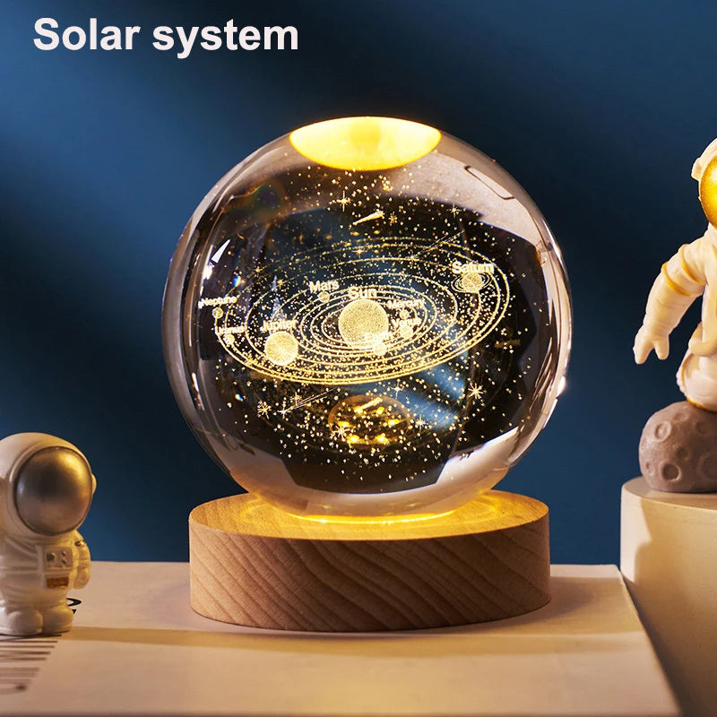 3D Crystal Ball Astronomy Solar System, Moon, or Galaxy