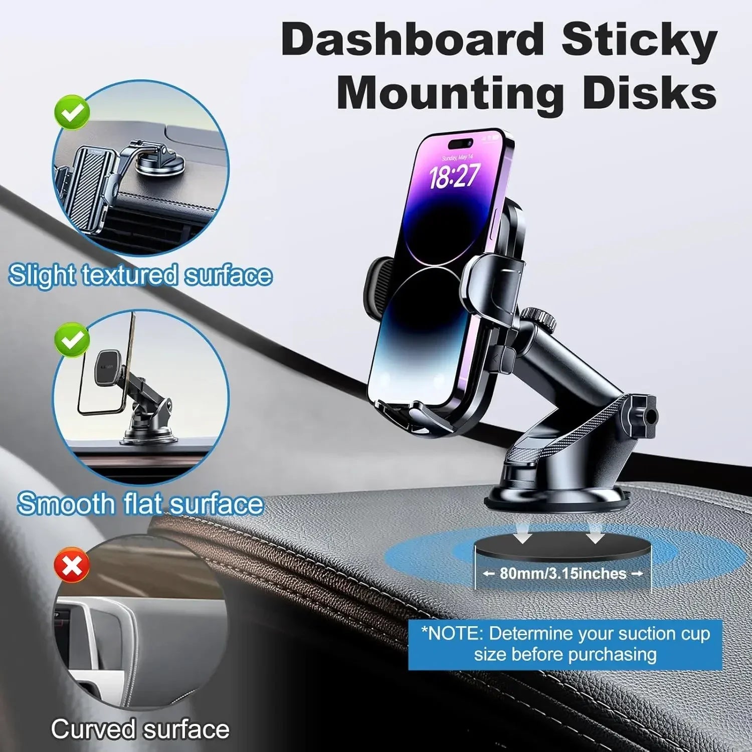 PROMO Universal Dashboard Adhesive Sticky Pad Set for Suction Cup Grip Car Mount Replacement Dash Camera Windshield Phone Holderstands