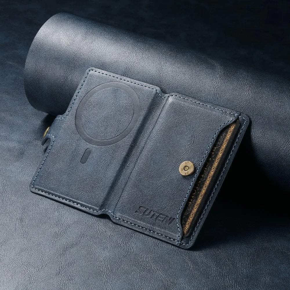 Magsafe Magnetic Card Holder for iPhone 15 14 13 12 11 Pro Max Plus Mini Mobile Bank ID Card Holder leather