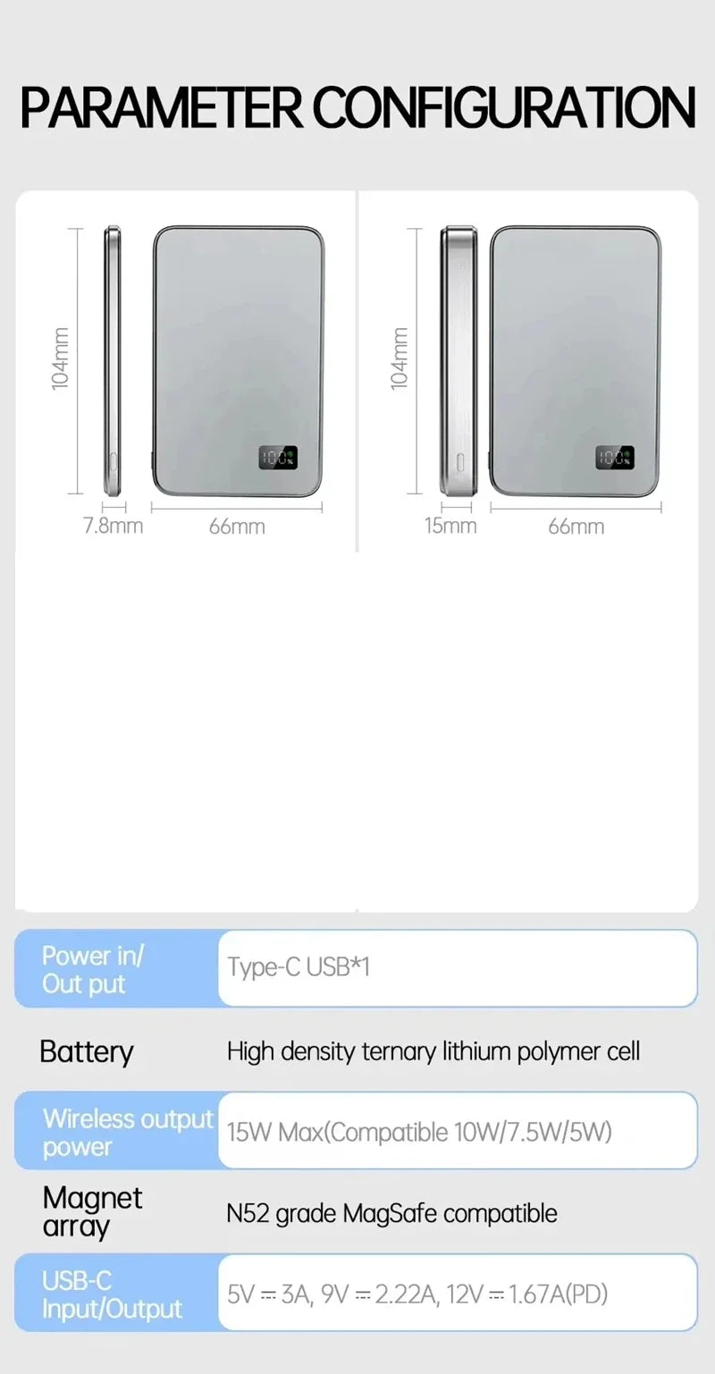 MagSafe Power Bank Magnetic Wireless Fast Charging Portable Charger