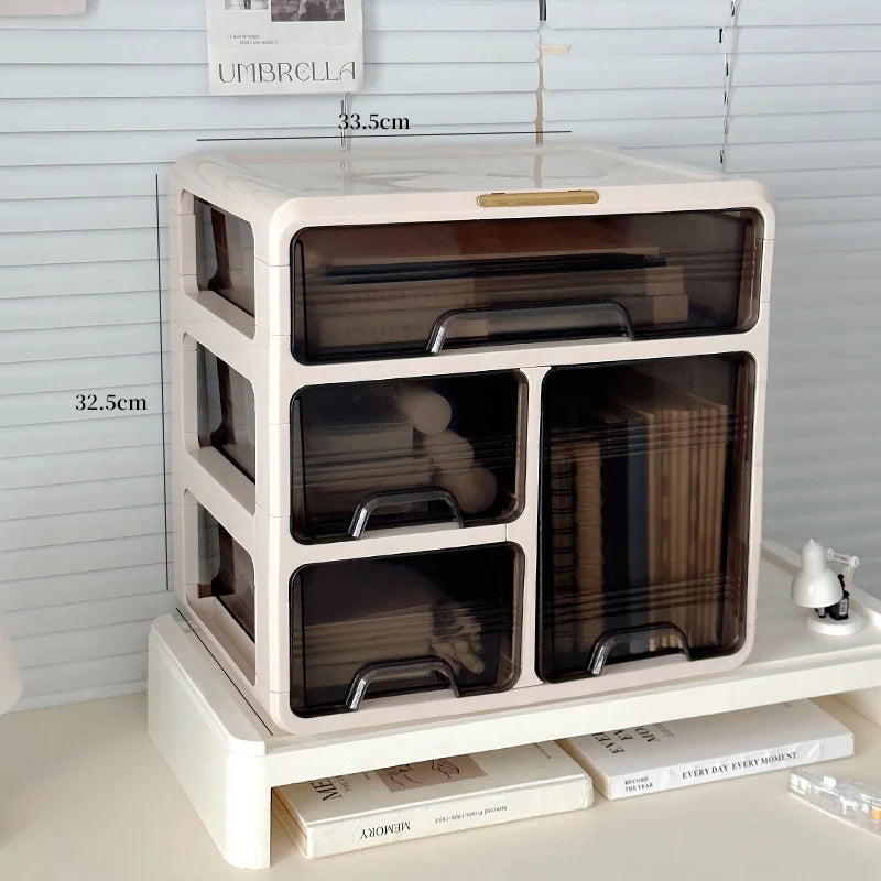Desktop Organizer Box  Office Desk Cosmetic Storage  Home Study Desk Arrangement Plastic Rectangle