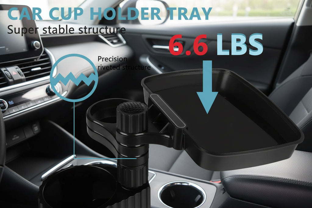 Car Cup Holder Expander Tray with Detachable cup.