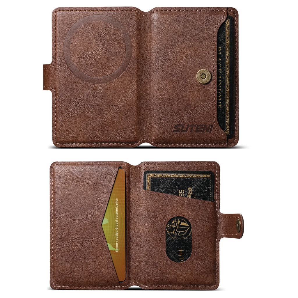 Magsafe Magnetic Card Holder for iPhone 15 14 13 12 11 Pro Max Plus Mini Mobile Bank ID Card Holder leather