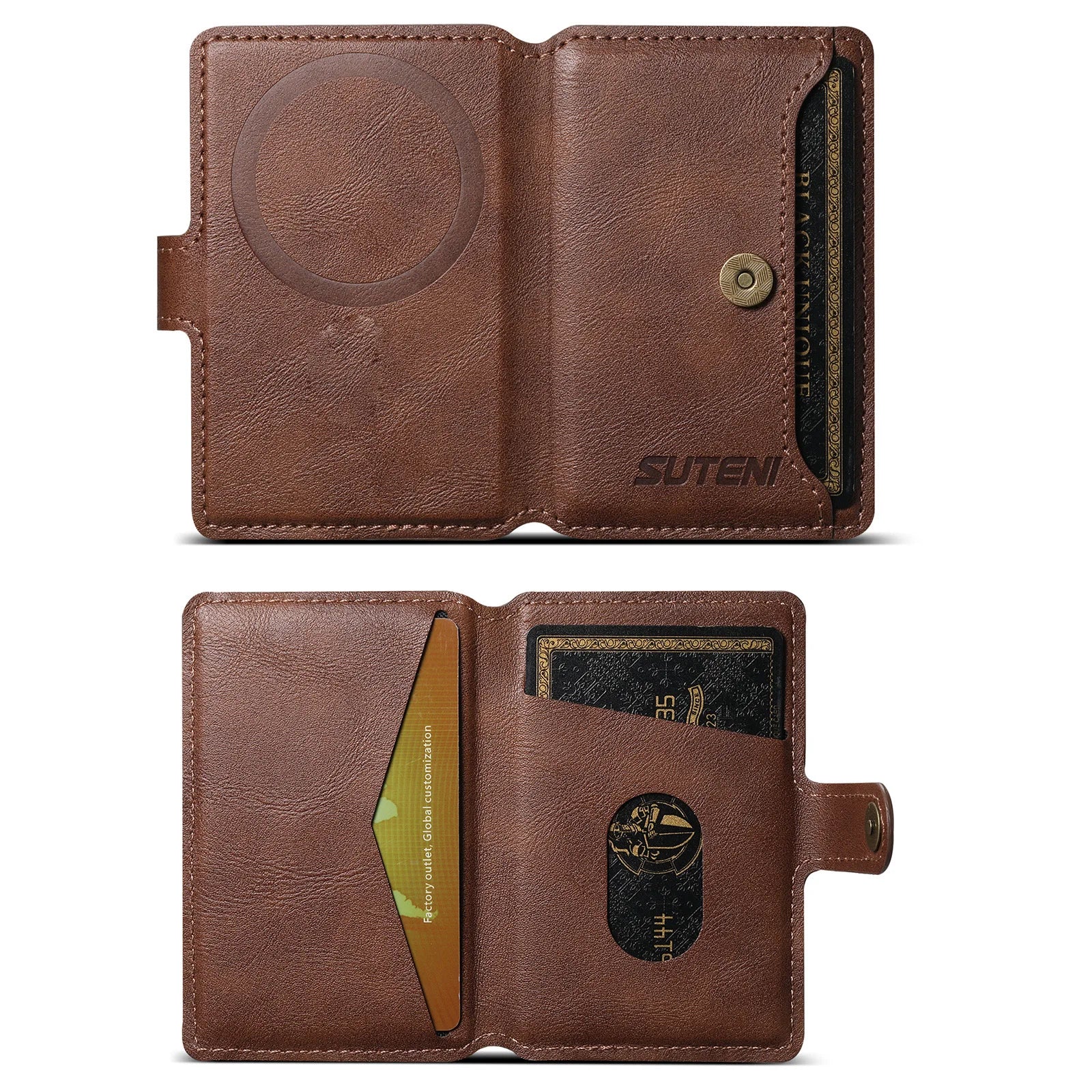 Magsafe Magnetic Card Holder for iPhone 15 14 13 12 11 Pro Max Plus Mini Mobile Bank ID Card Holder leather