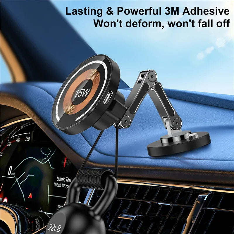 VIKEFON 360° Magnetic Wireless Car Charger Stand – 15W Fast Charging (iPhone)