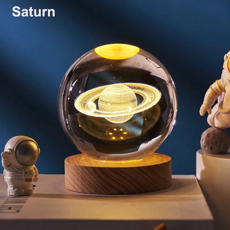 3D Crystal Ball Astronomy Solar System, Moon, or Galaxy