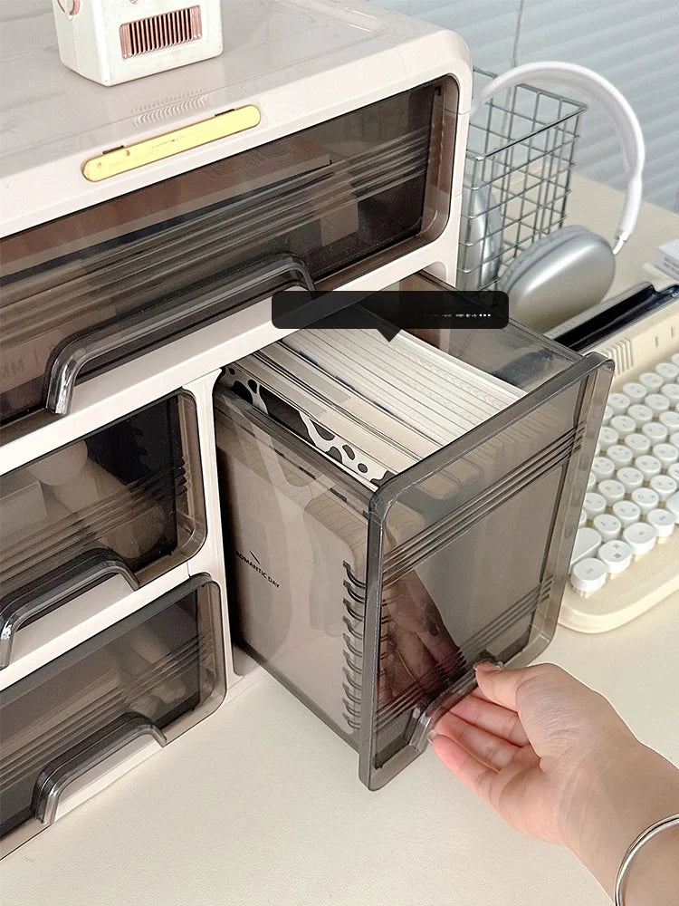 Desktop Organizer Box  Office Desk Cosmetic Storage  Home Study Desk Arrangement Plastic Rectangle