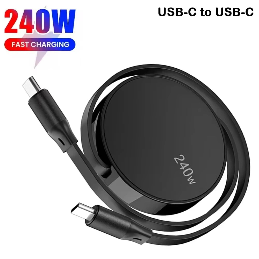 Retractable Fast Charging Type-C Data Cable Mobile