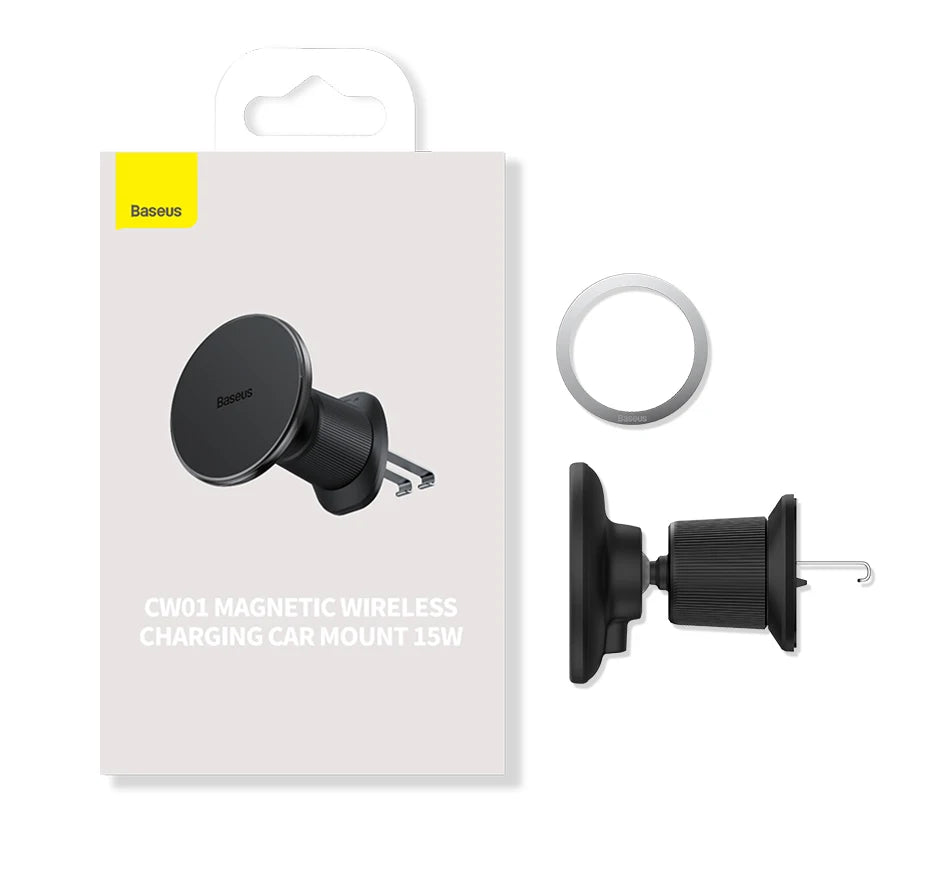 Baseus 15W Magnetic Wireless Car Charger with Ambient Light Ring – iPhone 13–16