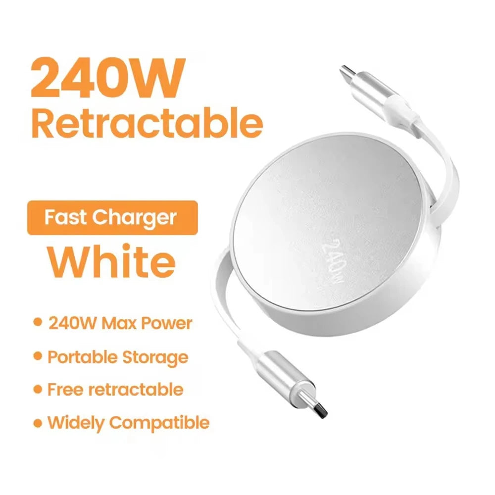 Retractable Fast Charging Type-C Data Cable Mobile