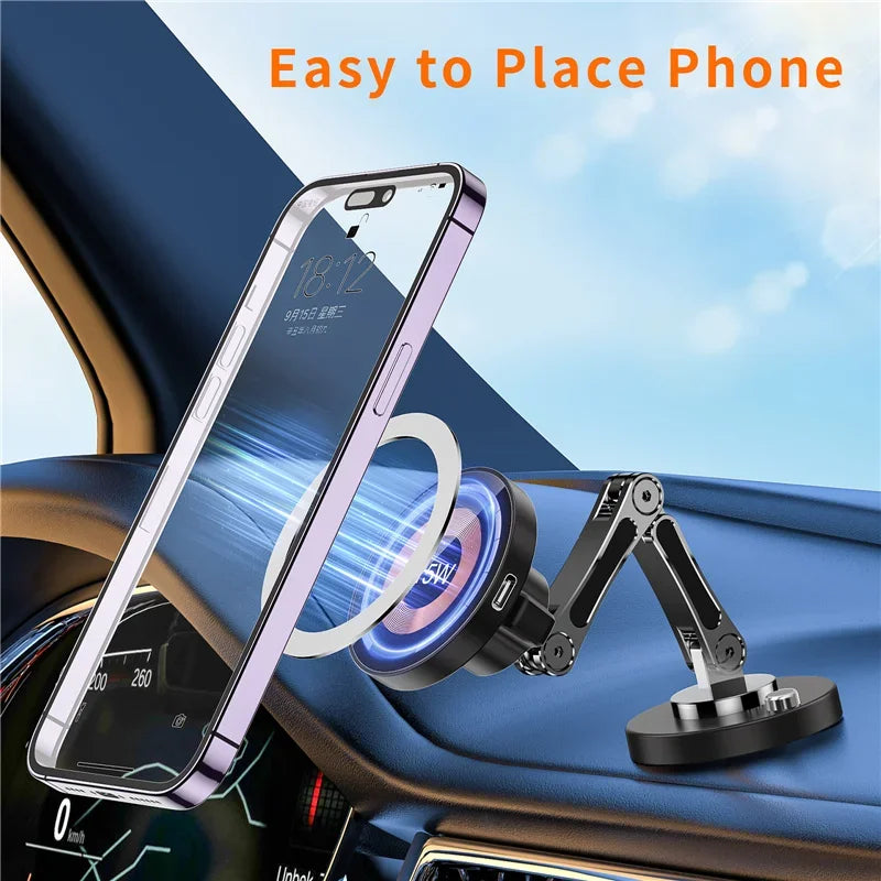 VIKEFON 360° Magnetic Wireless Car Charger Stand – 15W Fast Charging (iPhone)