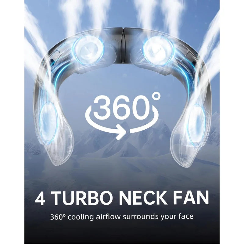 4000mAh Bladeless Portable Neck Fan 3 Gears Adjustable Super Multi-Function Digital Display Rechargable Neck Fan for Outdoor
