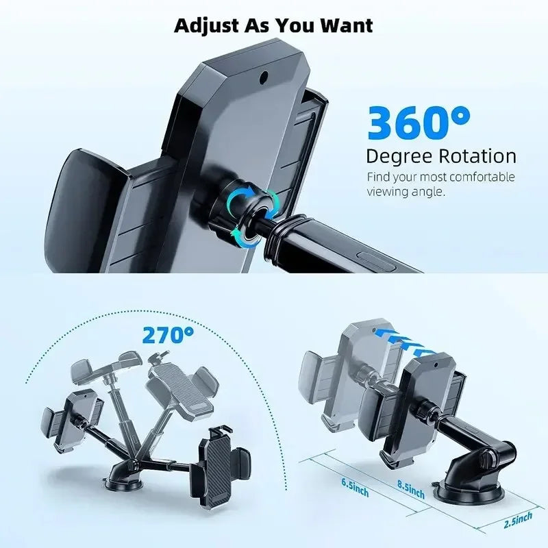 360° Rotatable Car Phone Holder Windshield Suction Cup & Air Vent Mount Universal Stand for Cellphone Stable Car Phone Bracket
