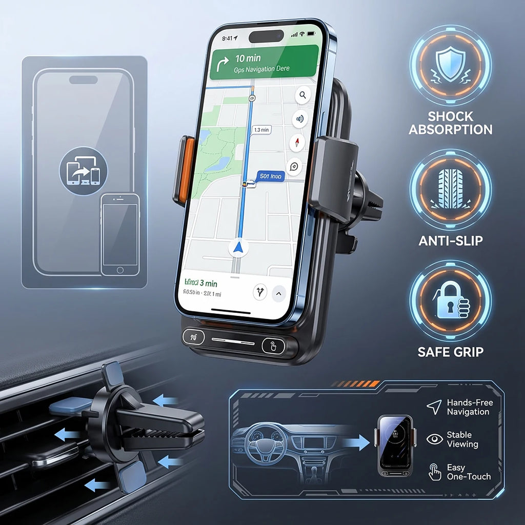 Zen Car Phone Charger Phone Holder 15W Wireless & Charger Auto Sensing One-Touch Release