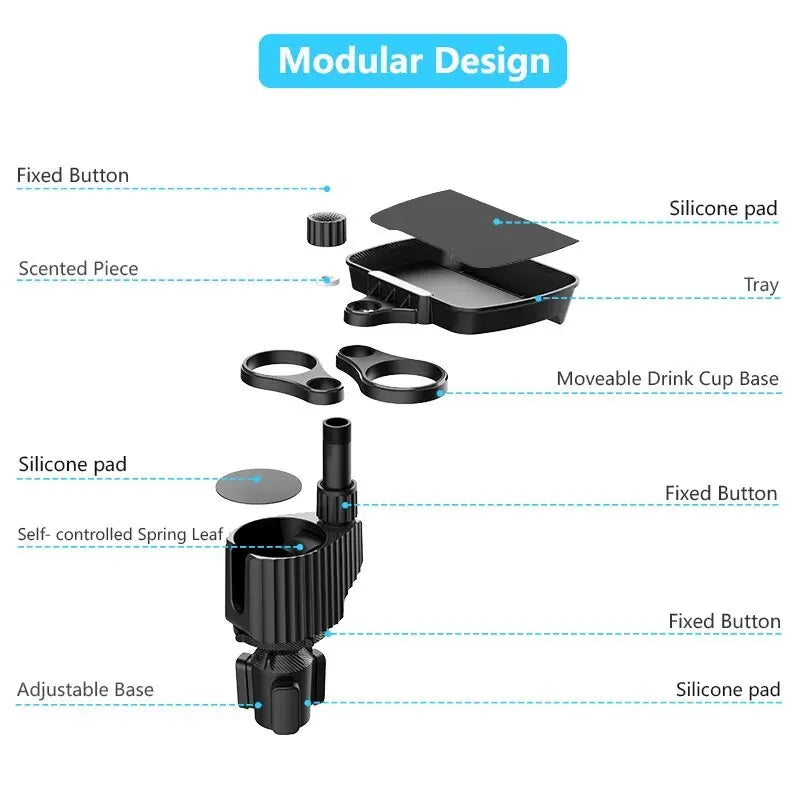 Car Cup Holder Expander Tray with Detachable cup.