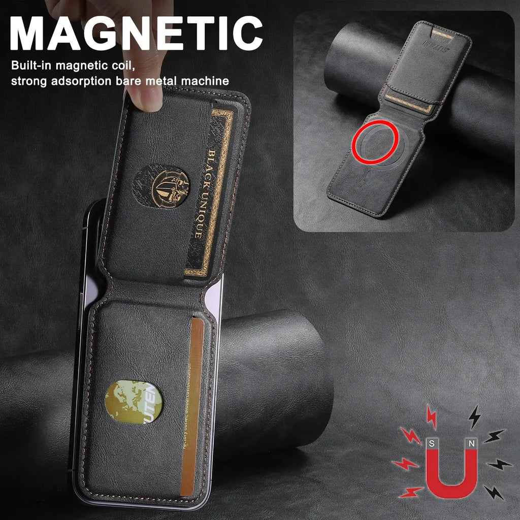 MagSafe Magnetic Leather Card Wallet Case for iPhone 11–15 Pro Max