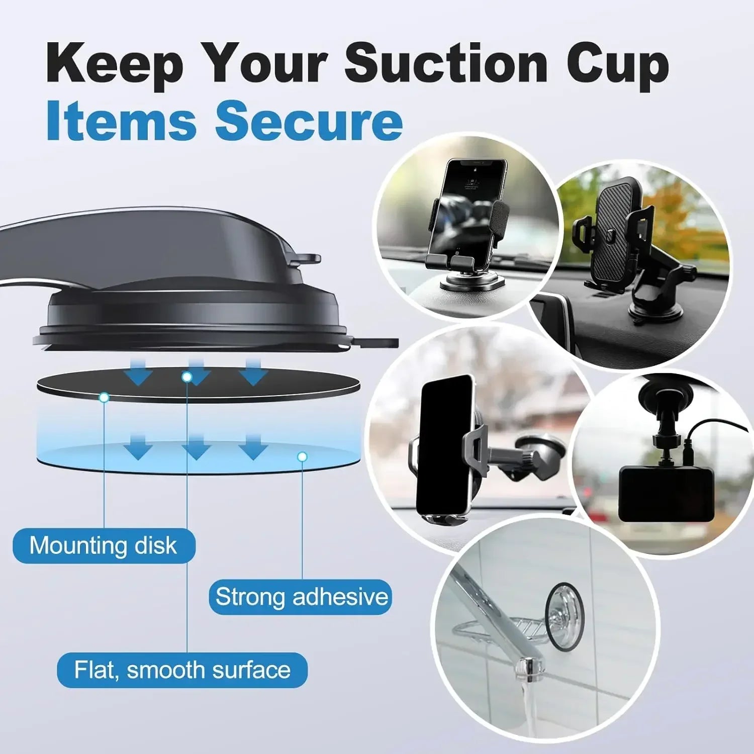 PROMO Universal Dashboard Adhesive Sticky Pad Set for Suction Cup Grip Car Mount Replacement Dash Camera Windshield Phone Holderstands