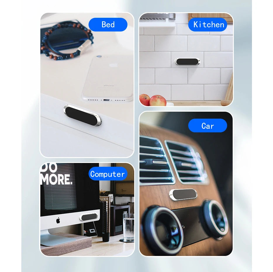 Mini Strip Magnetic Phone Holder – Slim Mount (Black, Rose Gold, Silver)