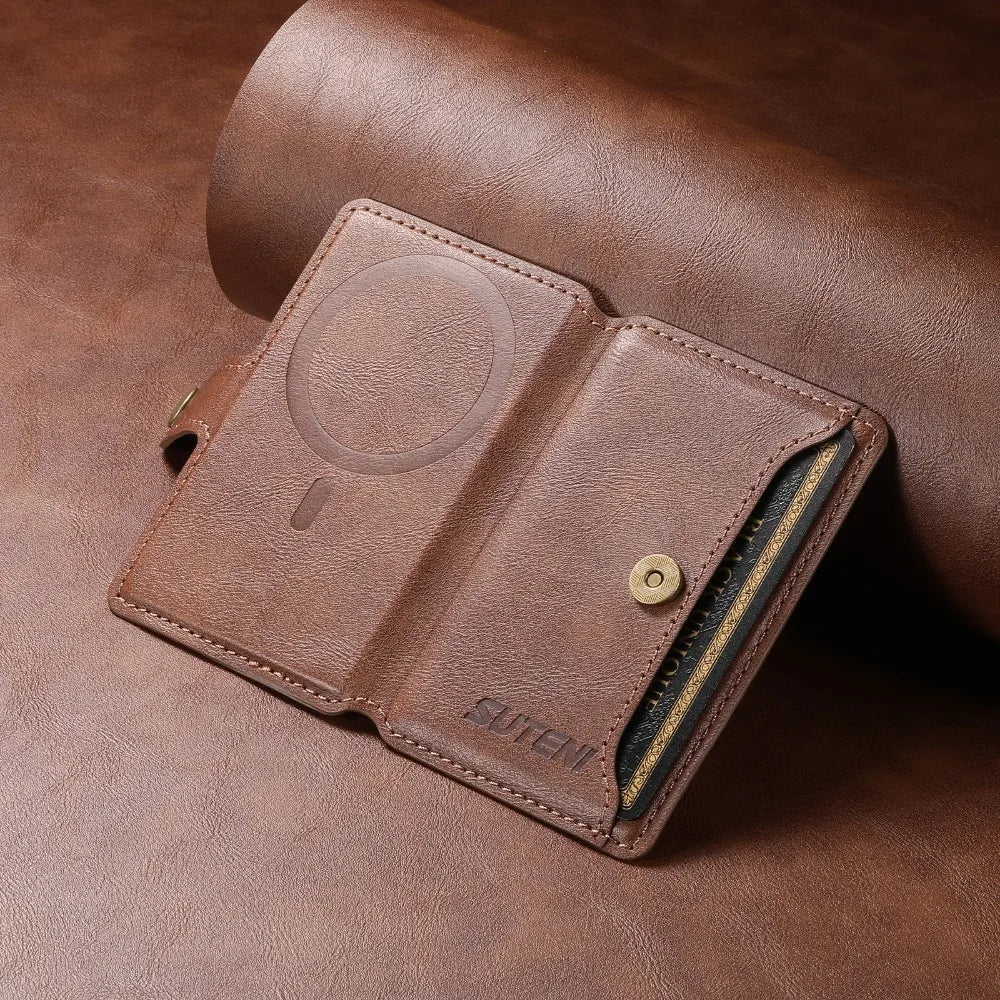 Magsafe Magnetic Card Holder for iPhone 15 14 13 12 11 Pro Max Plus Mini Mobile Bank ID Card Holder leather