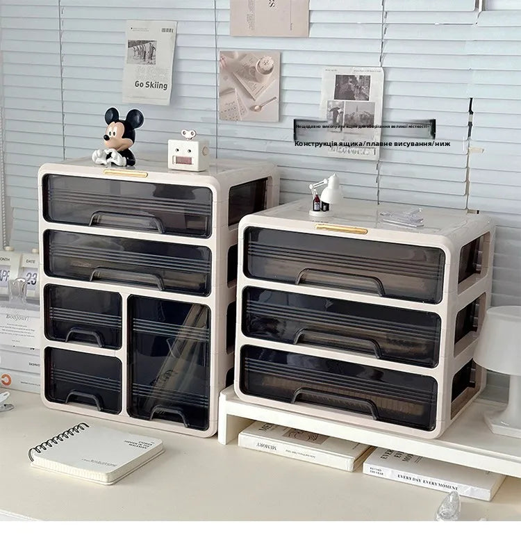 Desktop Organizer Box  Office Desk Cosmetic Storage  Home Study Desk Arrangement Plastic Rectangle
